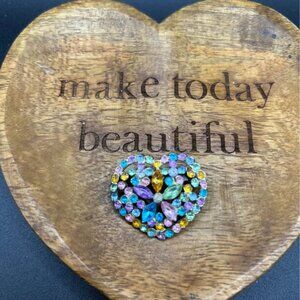 Heart Multicolour Rhinestone Brooch Heart Vintage Jewelry